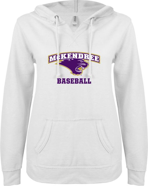 McKendree ENZA Ladies V Notch Raw Edge Fleece Hoodie Baseball - ONLINE ONLY